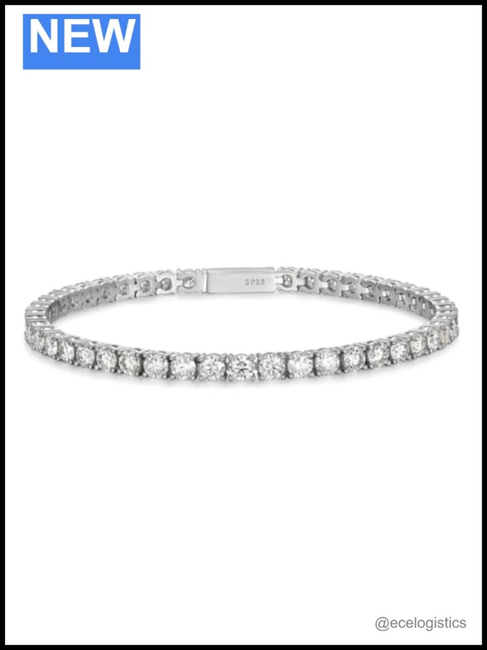 Moissanite Tennis Bracelet 925 Sterling Silver 7.25in Round Cut